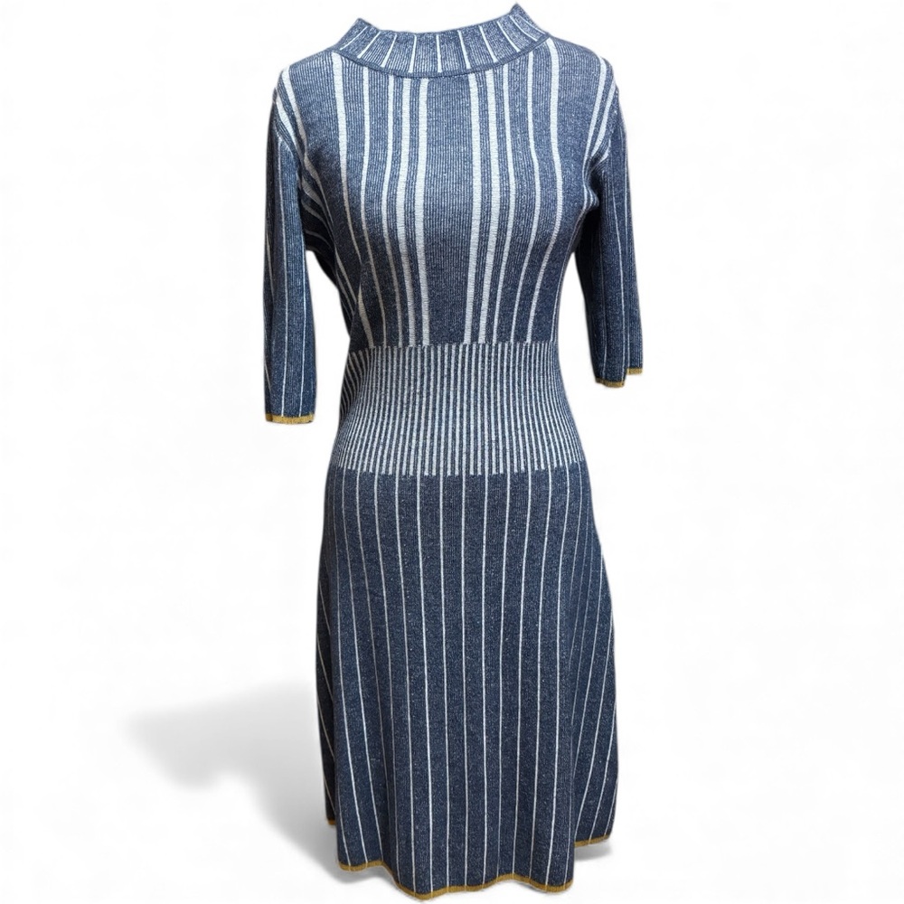 NWOT Donna Morgan Knit Navy Striped Dress